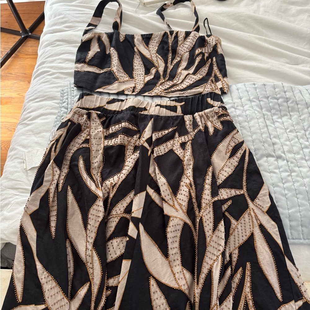 Magaschoni Black and Cream Two Piece Set